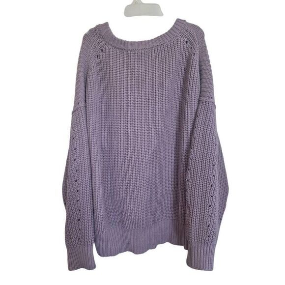 Altar'd State Women's Lavender Cotton/Acrylic Chunky Knit Oversized Sweater - Picture 3 of 9
